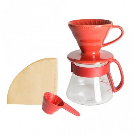 Hario Pour Over Kit Ceramic V60-01 červená